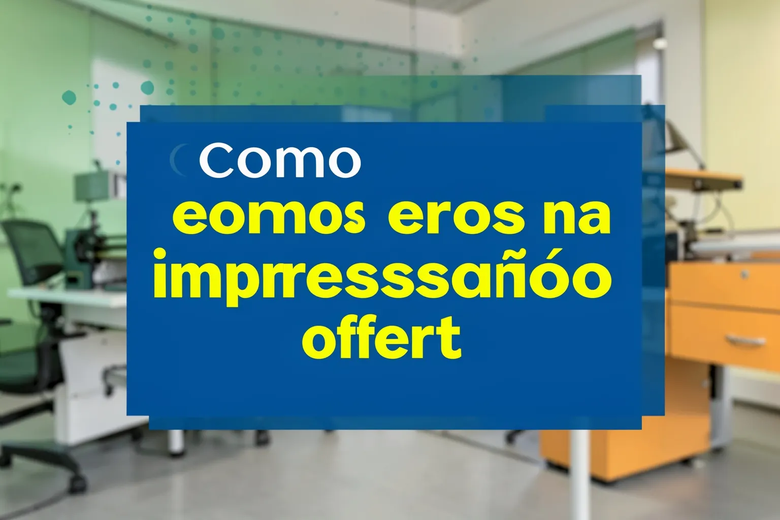 Título 'Como evitar erros na impressão offset' em letras grandes sobre fundo azul com detalhes gráficos de impressão.