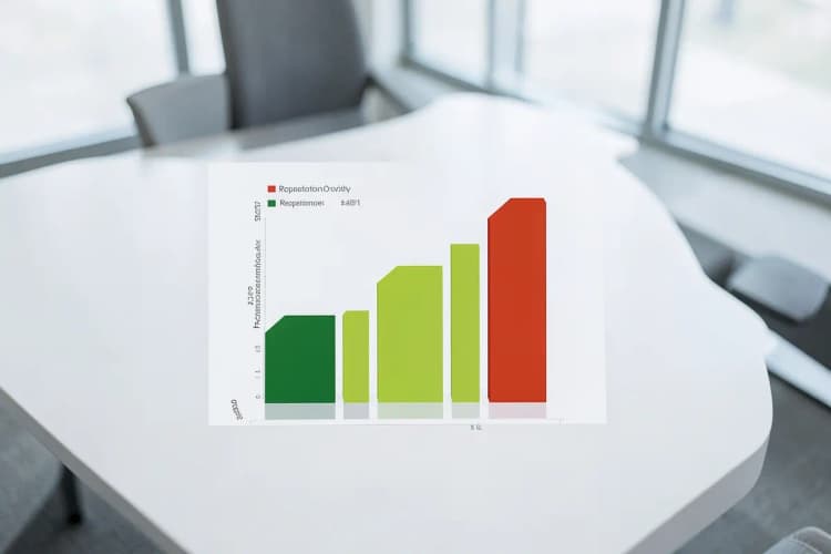 Gráfico de barras mostrando crescimento de reputação de uma empresa.